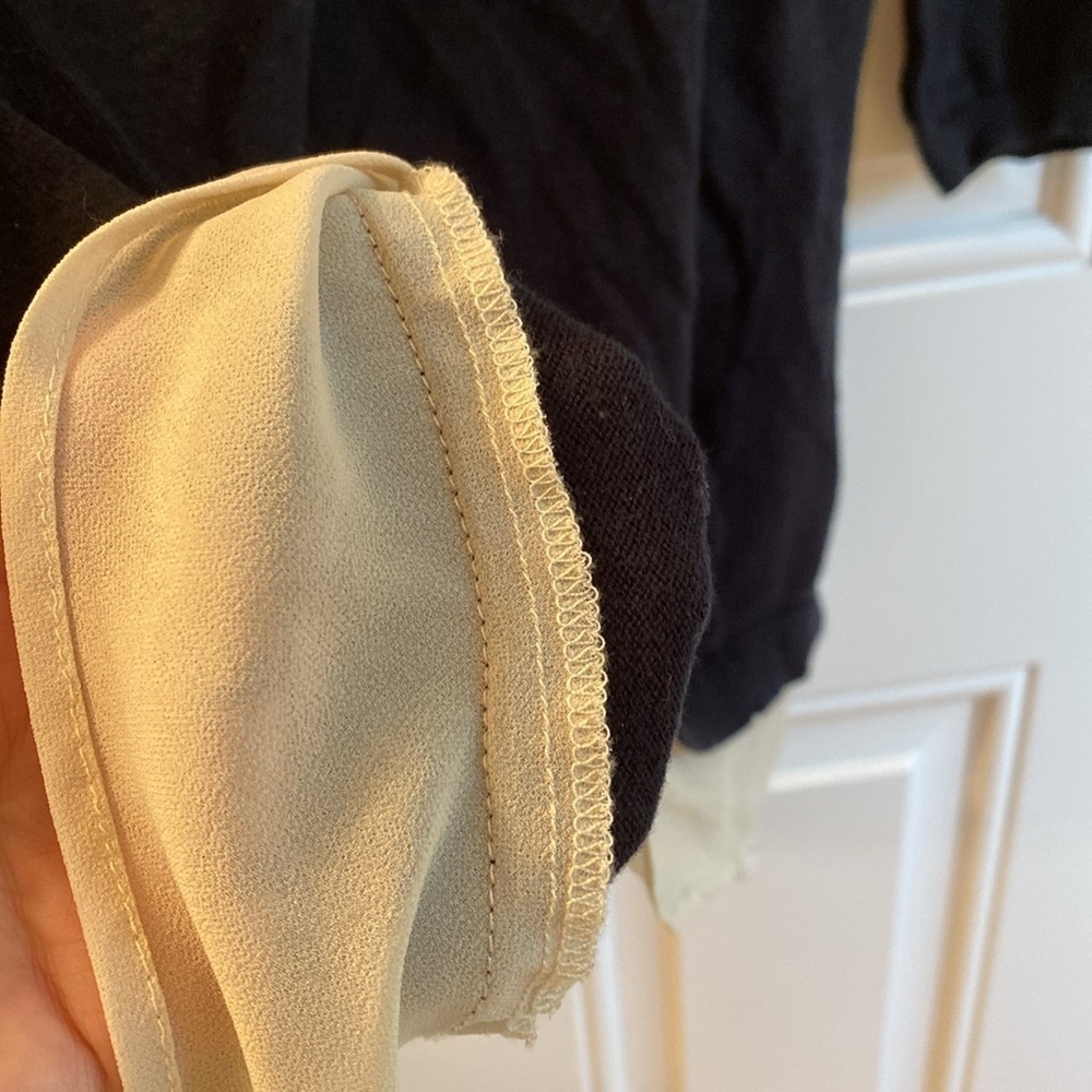 The limited black sweater with tan blouse inset - Picture 3 of 6